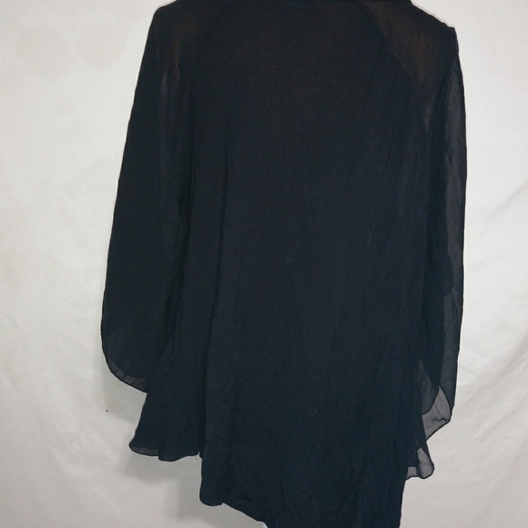 SEVEN7 L Whimseygoth Black Sheer Butterfly Sleeves Top - Picture 4 of 5